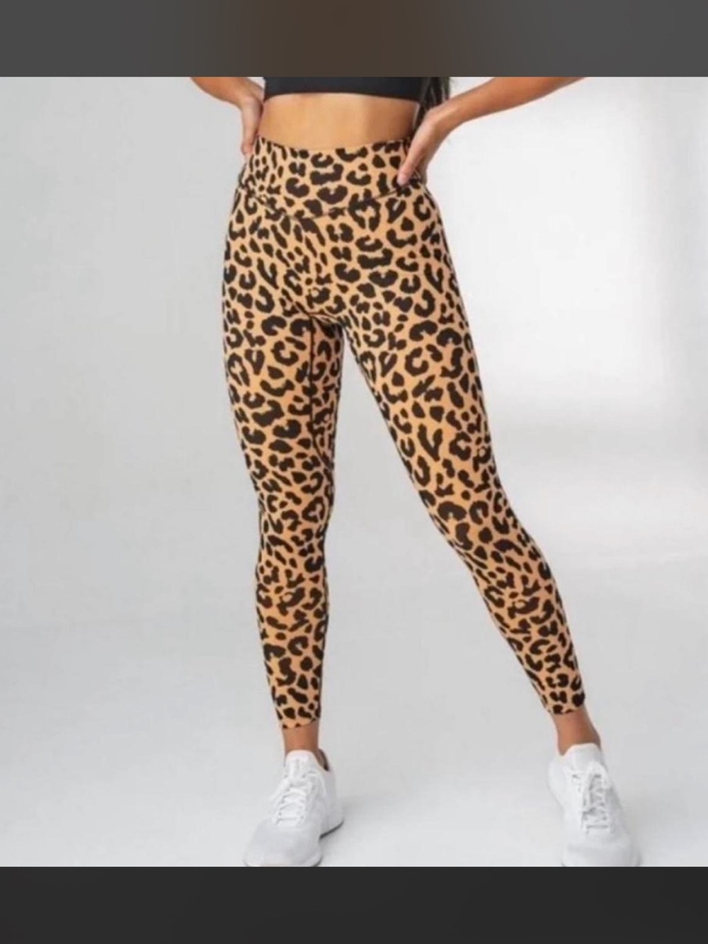 Beach Riot Leopard Print Sports Leggings - Tan & Black